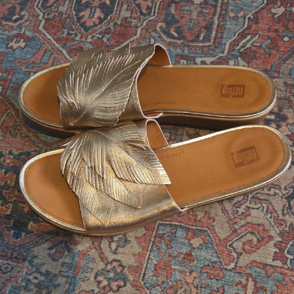 FitFlop Gold Leaf Slide Sandals